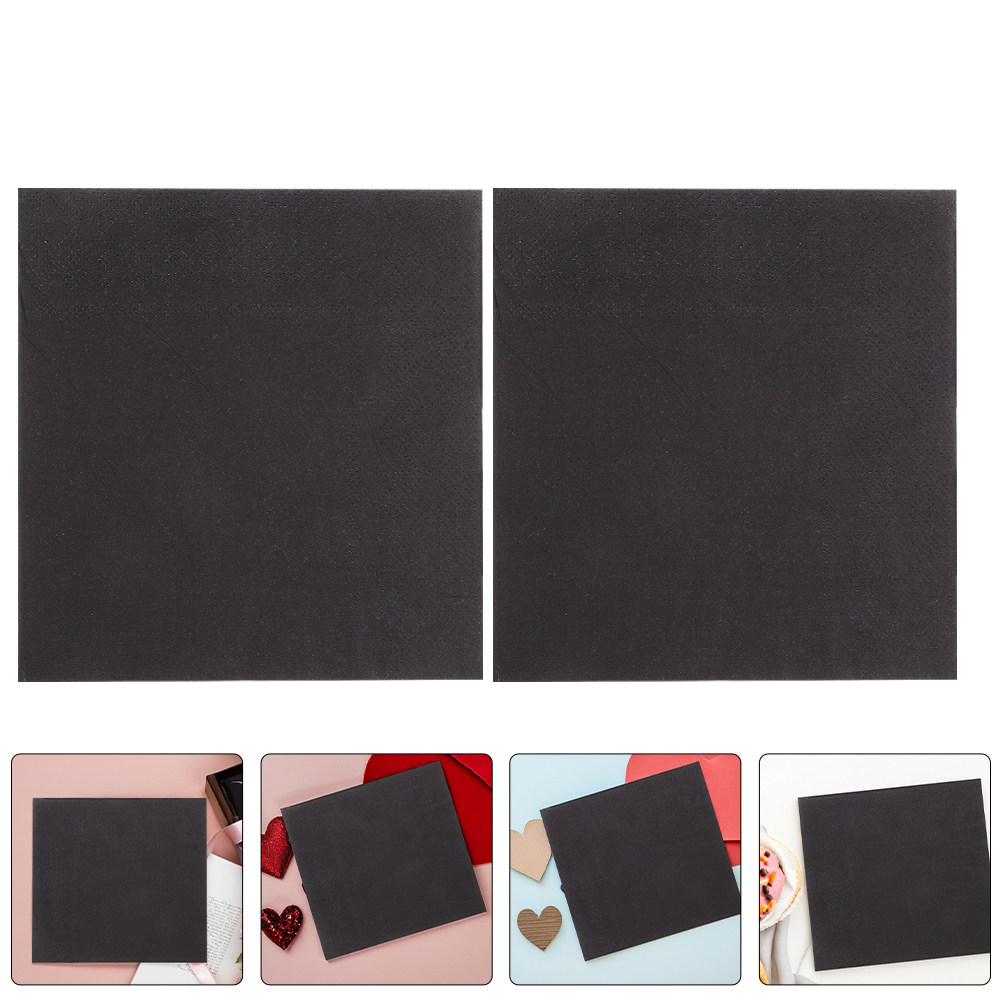 Event & Party Supply Photos - 25Pcs Black Lunch Napkins Disposable Paper