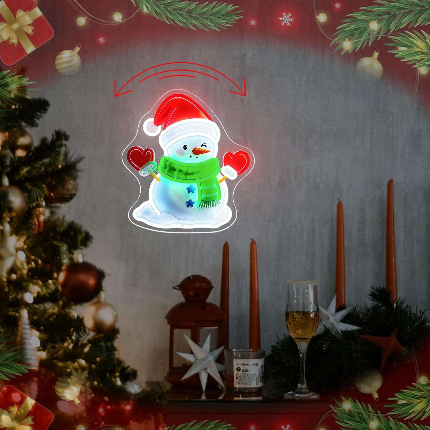 Waving Christmas Snowman LED N - Neon Sign Party review and price