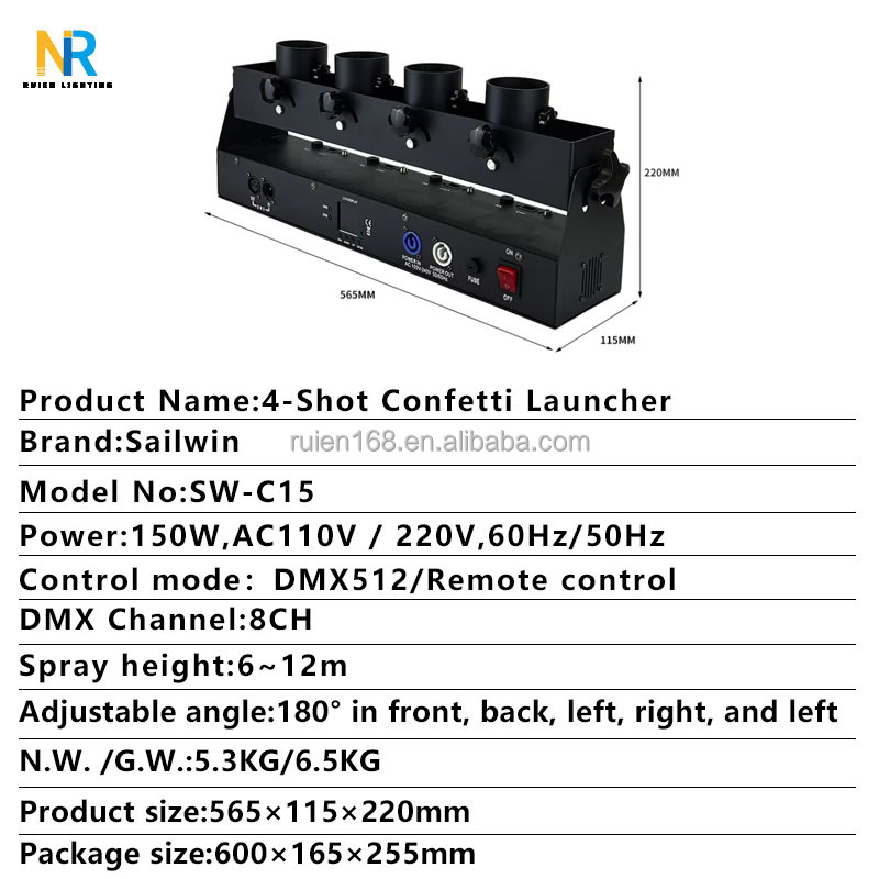 Dmx 512 Four-Tube Confetti Mac - Confetti Cannon Tube review and price