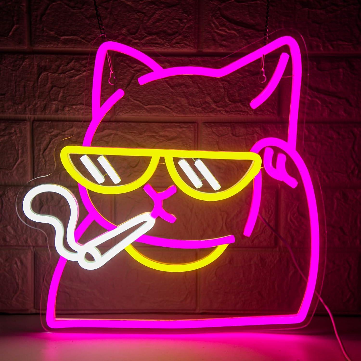Smoking Cat Neon Sign USB Powe - Neon Sign Party review and price