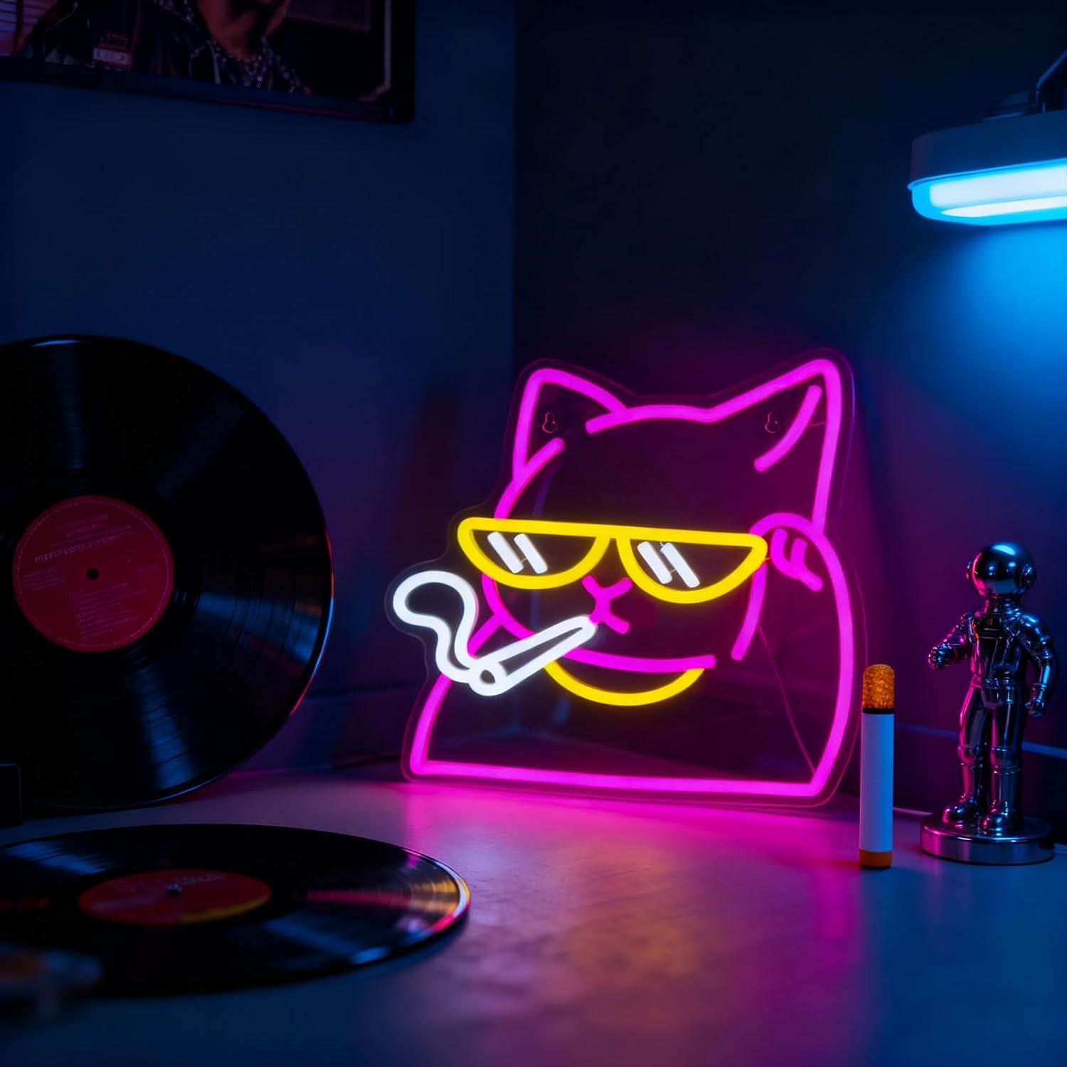 Smoking Cat Neon Sign USB Powe - Neon Sign Party review and price